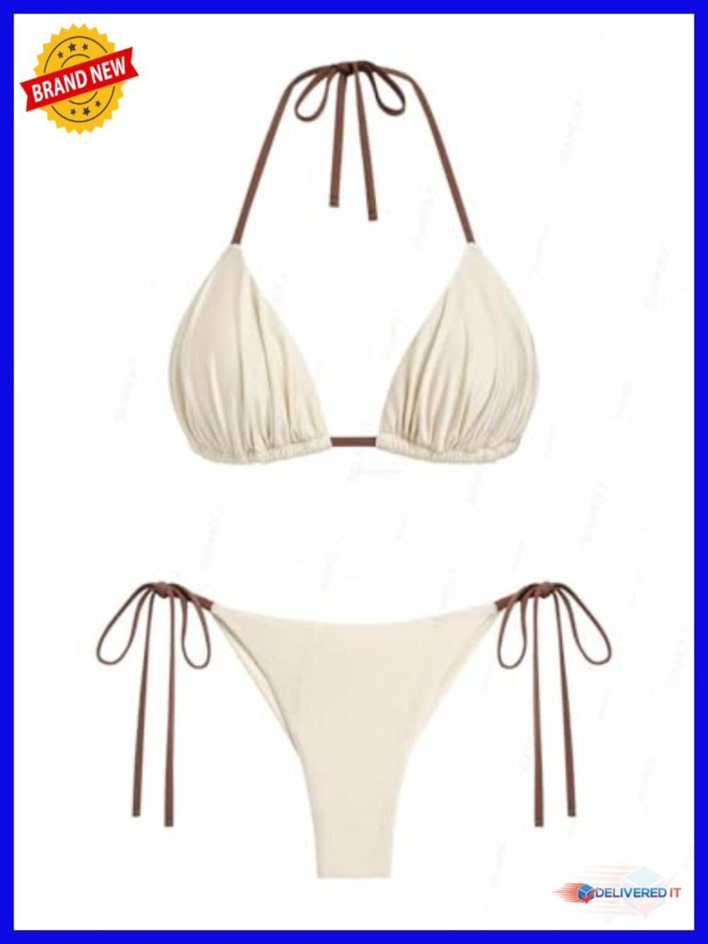 Halter Triangle Tie Side Bikini Set with Removable Pads